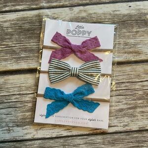 NEW Little Poppy Co Nylon Headband Bows- Pink, Seersucker & Blue
